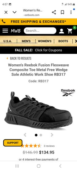 Reebok Woman Size 10 Work Shoes  
