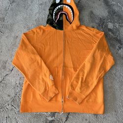 Bape Orange Full Zip Shark Hoodie
