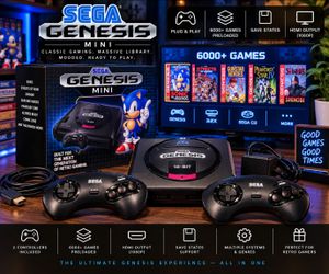 Sega Genesis Mini – 6,000 Games + Controllers and Cables