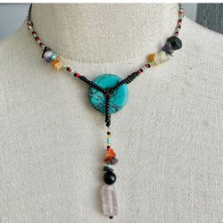 Turquoise Natural Stone Pendant Necklace 