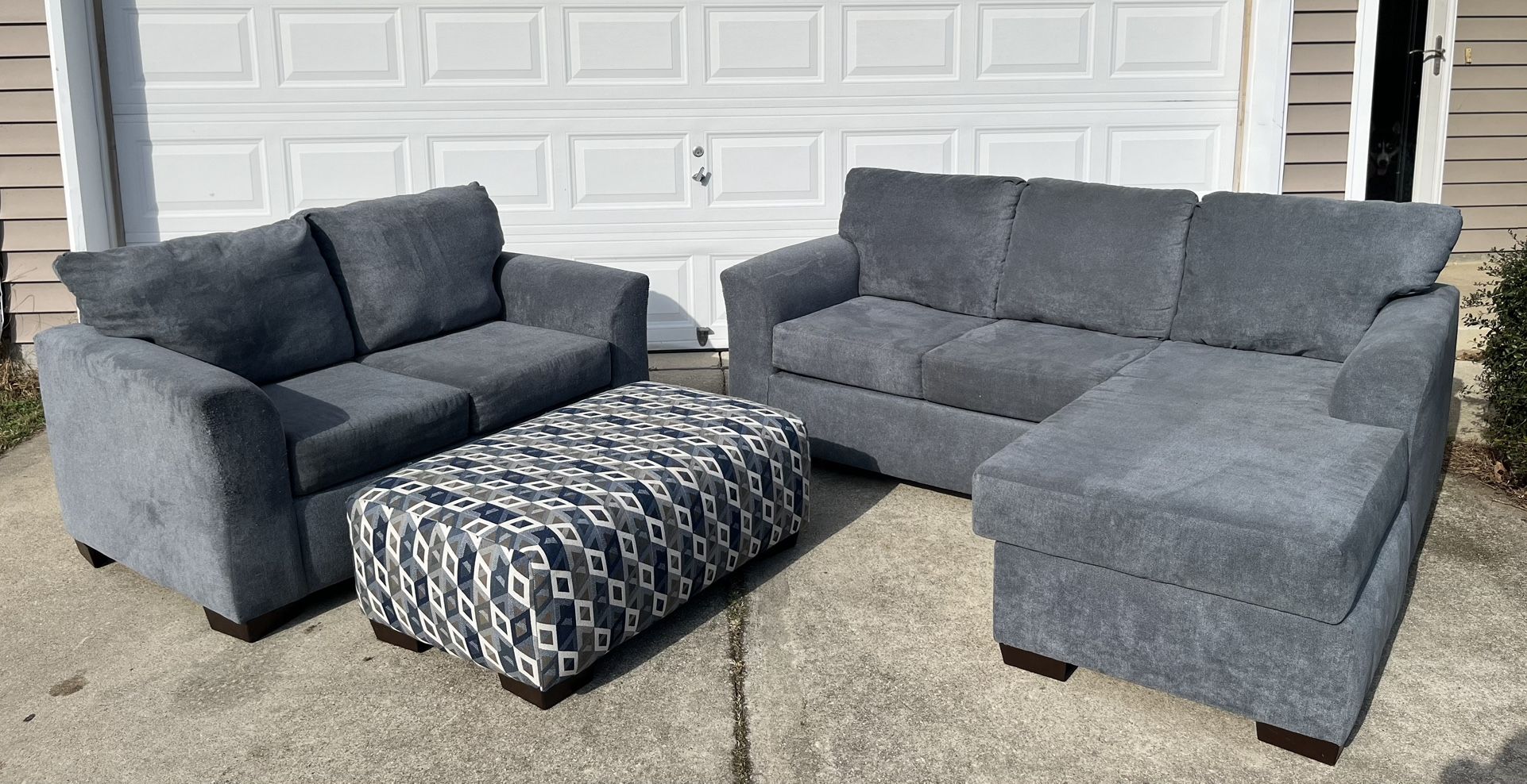 Beautiful Blueish-Gray Sectional Couch!😍