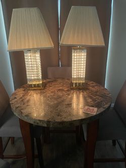 Pair of Crystal Column Table Lamps