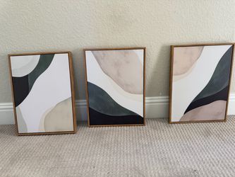 myusuar 3 Piece Large Modern Abstract Canvas Framed Wall Art For Living Room, Green Black White Minimalist Wall Art Decor Posters Prints For Bedroom O