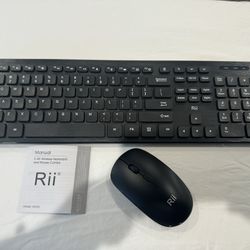 Rii RK200 2.4G Quiet Office Wireless Keyboard and Mouse Combo Set Black