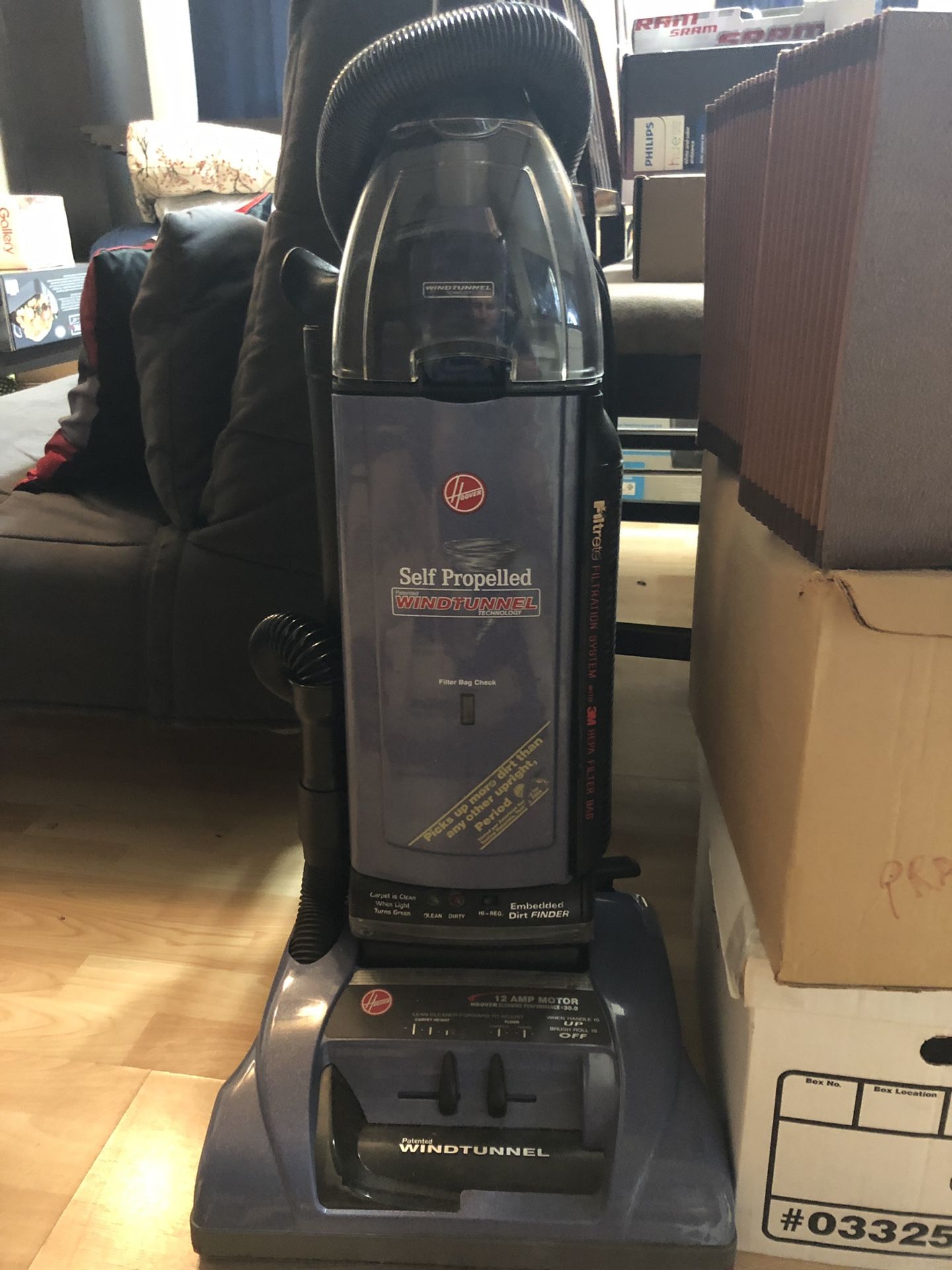 Hoover vacuum, lots of attachments. Professional cleaning
