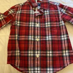 Red plaid button up long sleeve shirt for toddlers