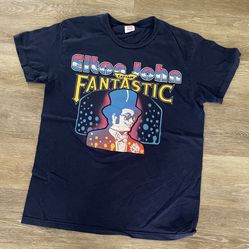 Elton John "Captain Fantastic" Tee T-Shirt Blue Size Medium 