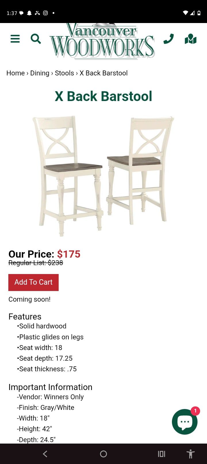 Set of Four(4) X Back Barstools