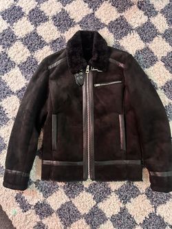 GUESS Men’s B-3 Sherpa & Suede Bomber Jacket Size S