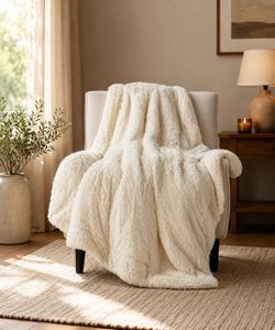 Bedsure Sherpa Fleece Throw Blanket 50x60 Cream – Soft Fluffy Plush Faux Fur Cozy Blanket
