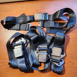 4 Pack Aircraft Seat Belts Black