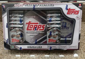 2026 Topps Flagship NFL Football Factory Sealed Super Box Packs Fernando Mendoza Rookie RC Card