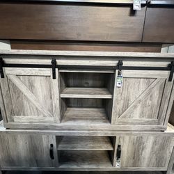 Gray TV Stand w/ Barn Doors