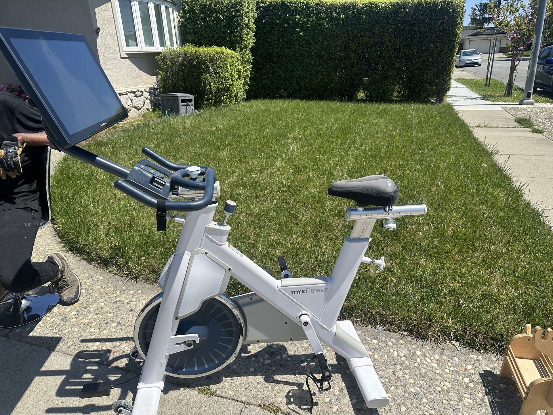 MYX Fitness Stationary Bike w/ Screen and Armband