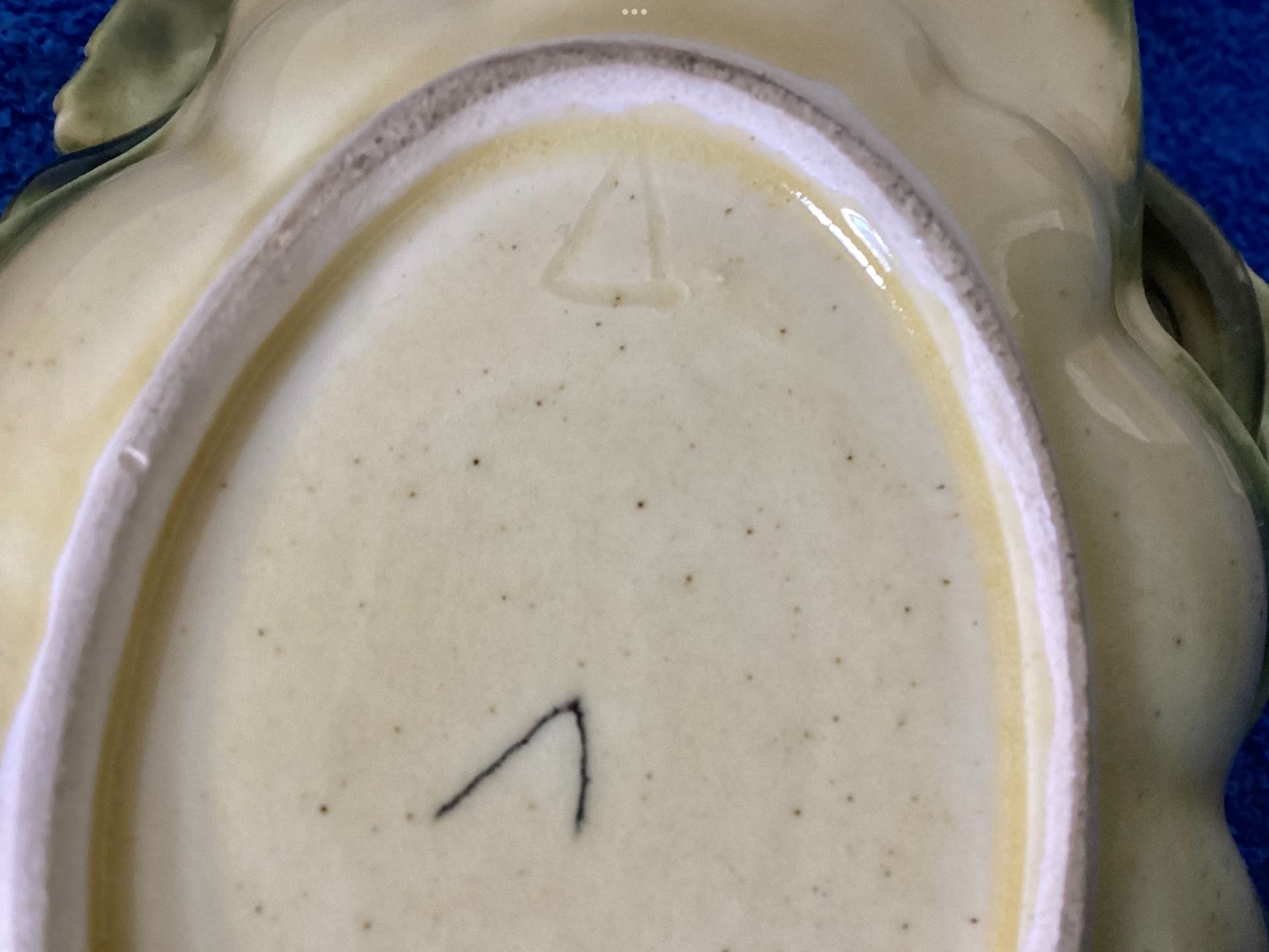 1940s Art Nouveau Style Porcelain Dish / Ashtray + Bowl Applied Magnolia Hand Painted Flowers