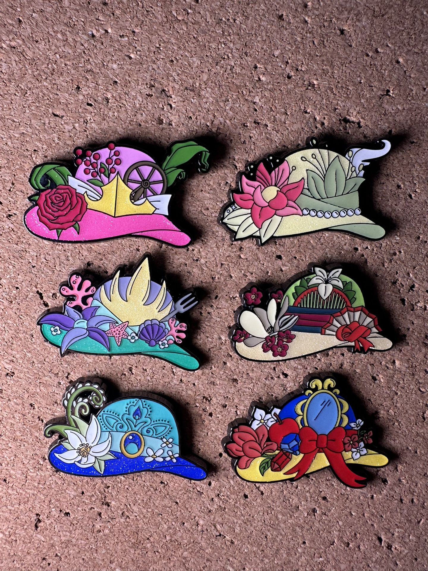 Disney Trading Pins Disney Princess Hat Blind Box Bundle Lot [6 Pins]