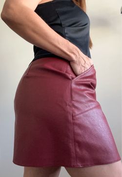 Harley Vegan Leather Mini Skirt – Large, Burgundy