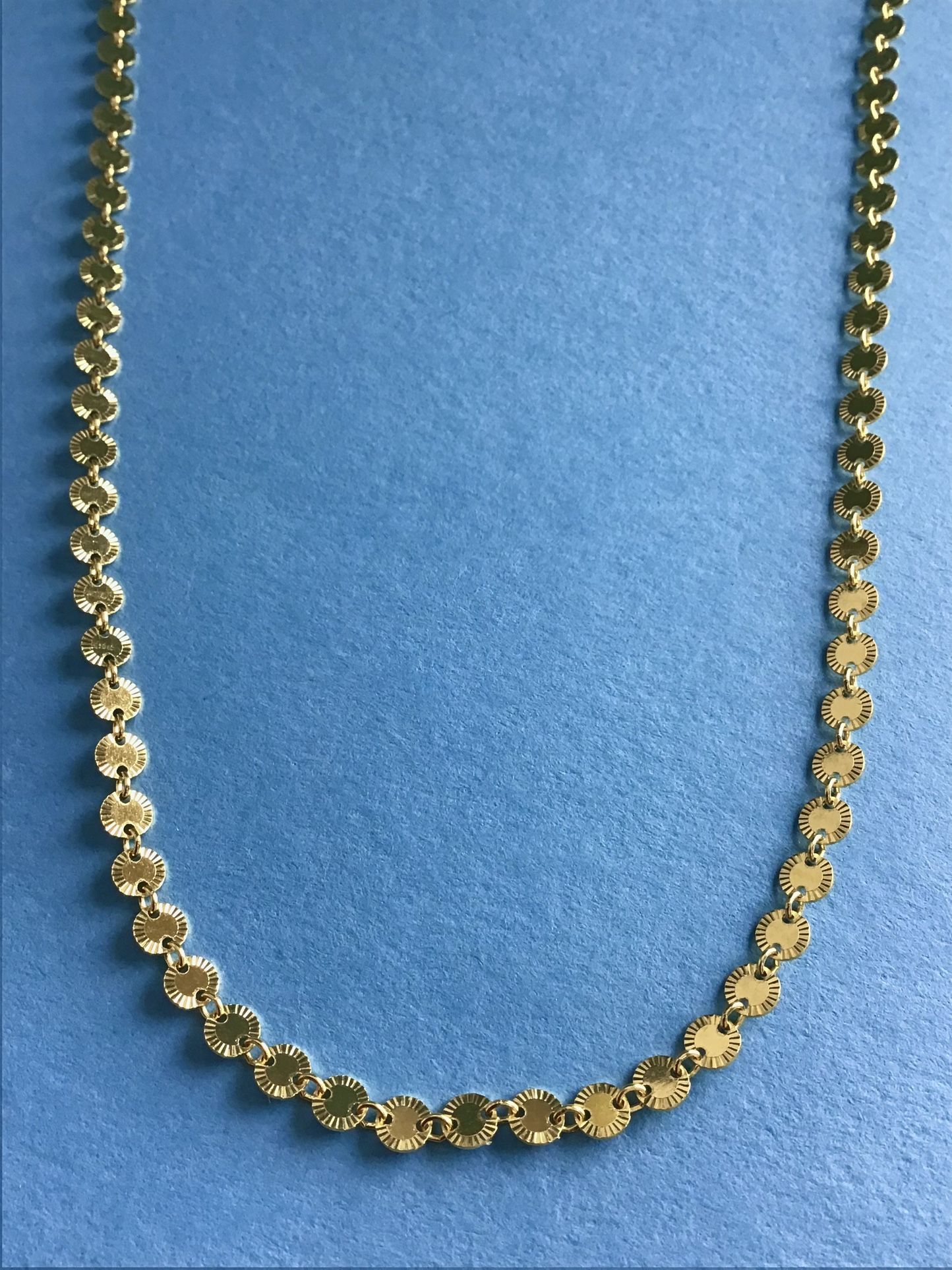 Ladies 18” Necklace Diamond Cut 4mm Discs Good On Solid Sterling Silver Italy 925 *Ship Nationwide Or Pickup Boca Raton
