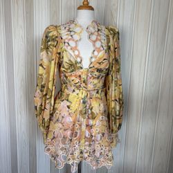 ACLER; Yellow Floral Long Sleeve Dress SIZE 6