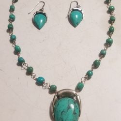 925 silver turquoise necklace with  With matching   Turquoise   earring i