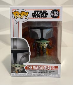 Funko Pop! Star Wars: The Mandalorian - Mandalorian Flying with The Child, Grey