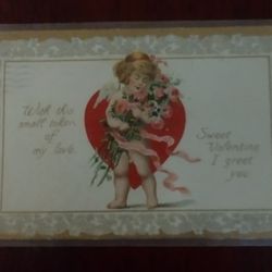 Vintage Valentine Postcard ,Washington One Cent Stamp