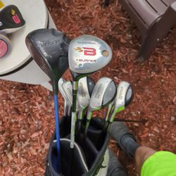 Mens Left Handed Golf Set Hybrid Irons, Woods And Putter