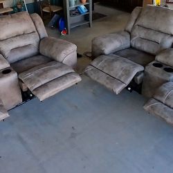 2 Reclining Sofas With Cup/Storage 350.00
