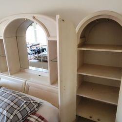 Solid Washed-cream Oak Finish Bedroom Set