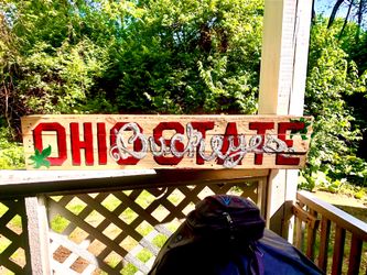 OSU OHIO STATE BUCKEYES GARDEN SIGN, MANCAVE SIGN