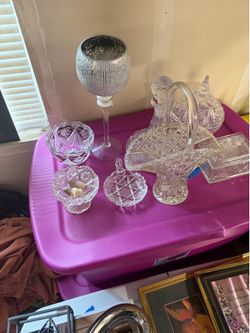 Crystal Pieces , Milk-glass Pieces , Tea Cups  best offer for any of the items, needs to go!