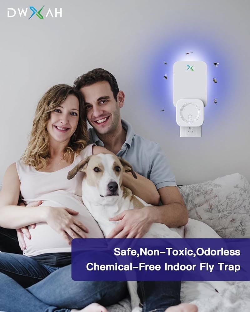 2 Devices + 10 Refills Indoor Fly Trap, Plug-in Bug Light Catcher with UV and Blue Light - Fruit Fly Traps for Indoors, Gnats, Mosquitoes, Flies, Moth