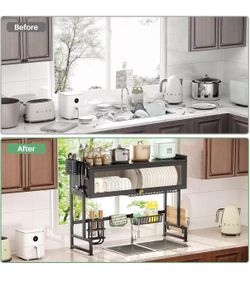 Over The Sink Dish Drainer Drying Rack - Large Metal Dish Rack Over Kitchen Counter (Large)
