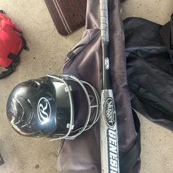 little league 2 bats and helmet and Oakley sunglasses 