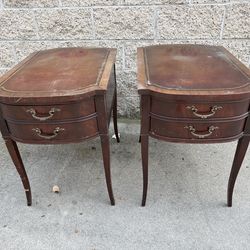 Vintage Pair Wood Side Accent Table Night Stands