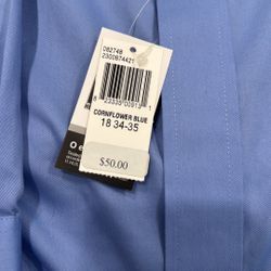 Men's Izod Medium Regular Fit Cornflower Blue Long Sleeve Button Down Up Shirt