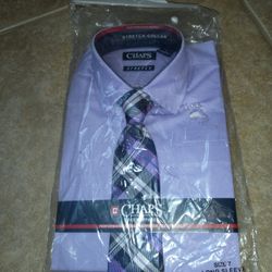 NWT Chaps purple long sleeve stretch dress shirt with purple tie boys size 7
71% cotton, 25% polyester & 4% spandex
Retails $34

