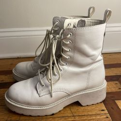 Steve Madden white combat boots