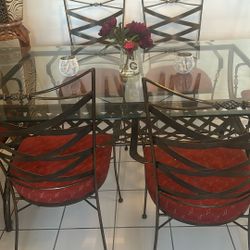 Table Eight Door With dining room, chairs, and good shape, rod, iron, and glass