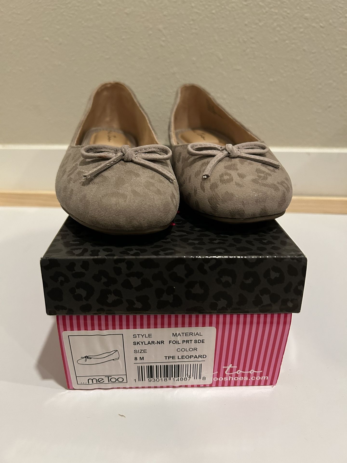 Me too Leopard valley flats size 8