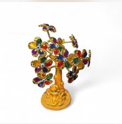 Wschic Feng Shui Gold Money Frog evil eye lucky multi color tree