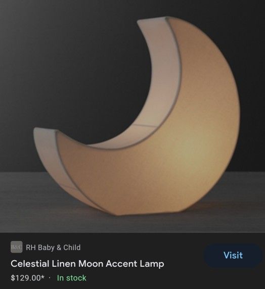 Restoration Hardware Baby Celestial Linen Moon Accent Lamp