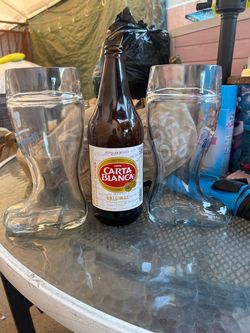 Glass Boot Beer Steins Set of Two