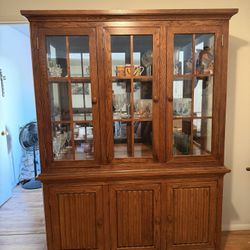 Vintage Oak China Hutch / Display Cabinet