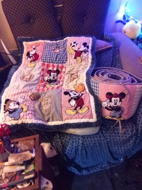 Hade Made Mickey Mouse Blanket For Baby, with Ba Be Creb Rap Around