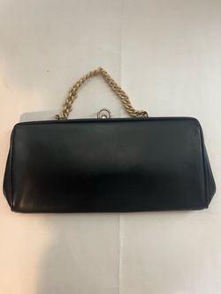 Vintage Theodor California black leather Purse with Gold Tone Clasp/closure