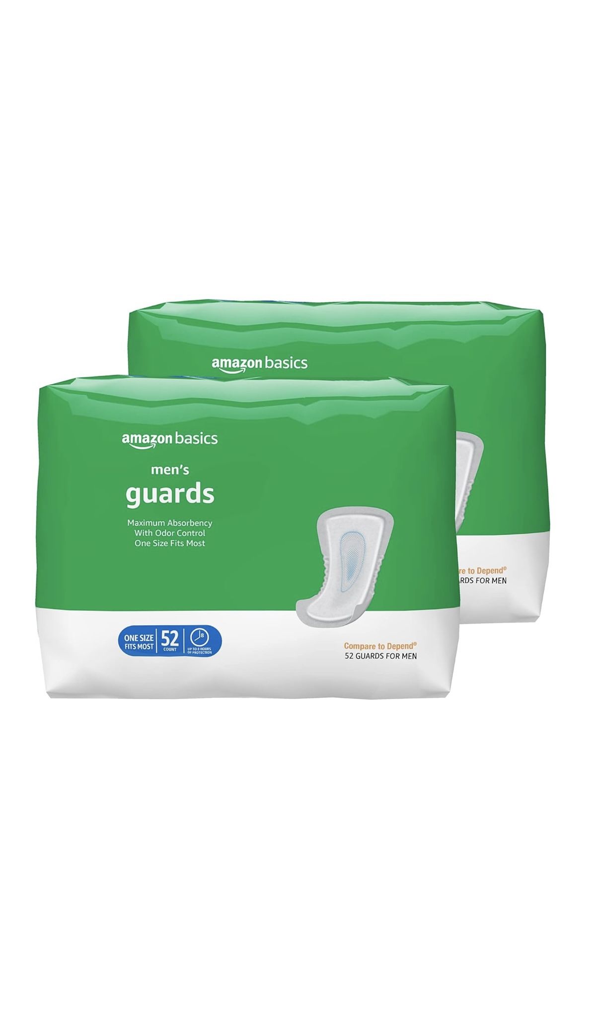 Amazon Basics Men's Incontinence Guards, Maximum Absorbency, 104 Count, (2 Packs of 52)