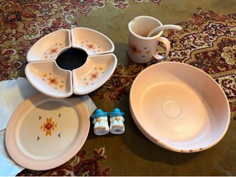 Vintage Treasure Craft Southwest Serving Set – 5-Piece Lot + Shakers