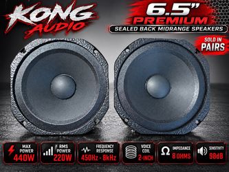 New Pair Kong Audio 6.5” Premium Sealed Back Midrange Speakers – $80 Per Pair