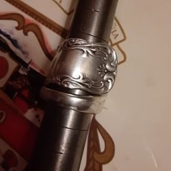 CD PEACOCK STERLING SILVER SPOON RING c1890